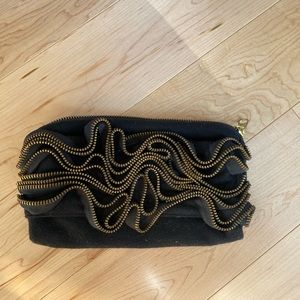 Wool clutch with zipper ribboning!